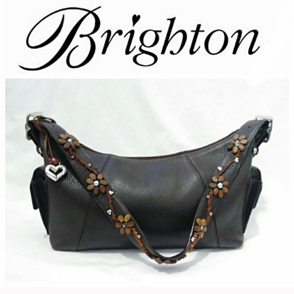 Brighton Handbags - New, Brighton Brown Leather Jeweled Purse!